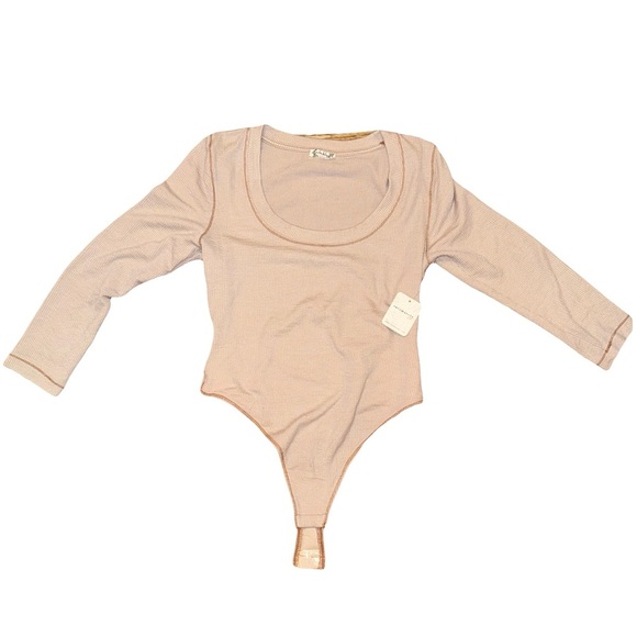 NWT Free People Intimately Hi Hon Thong Bodysuit Contrast Stitch Scoop Neck Sm - Picture 3 of 10